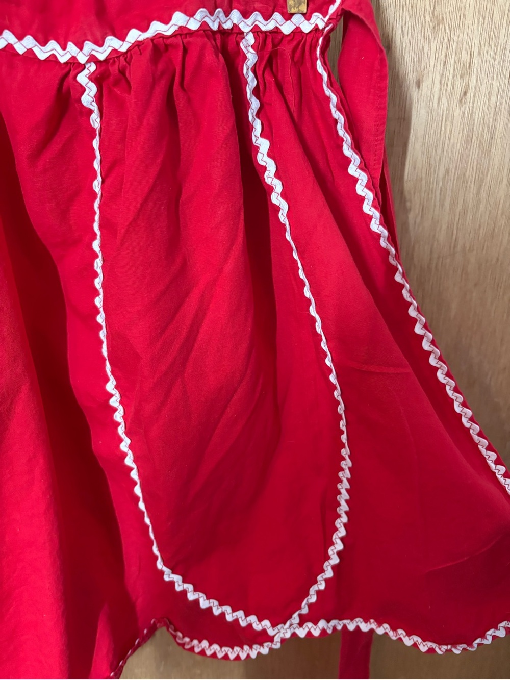 Red Kitchen Apron with White Trim - Picture 2 of 4